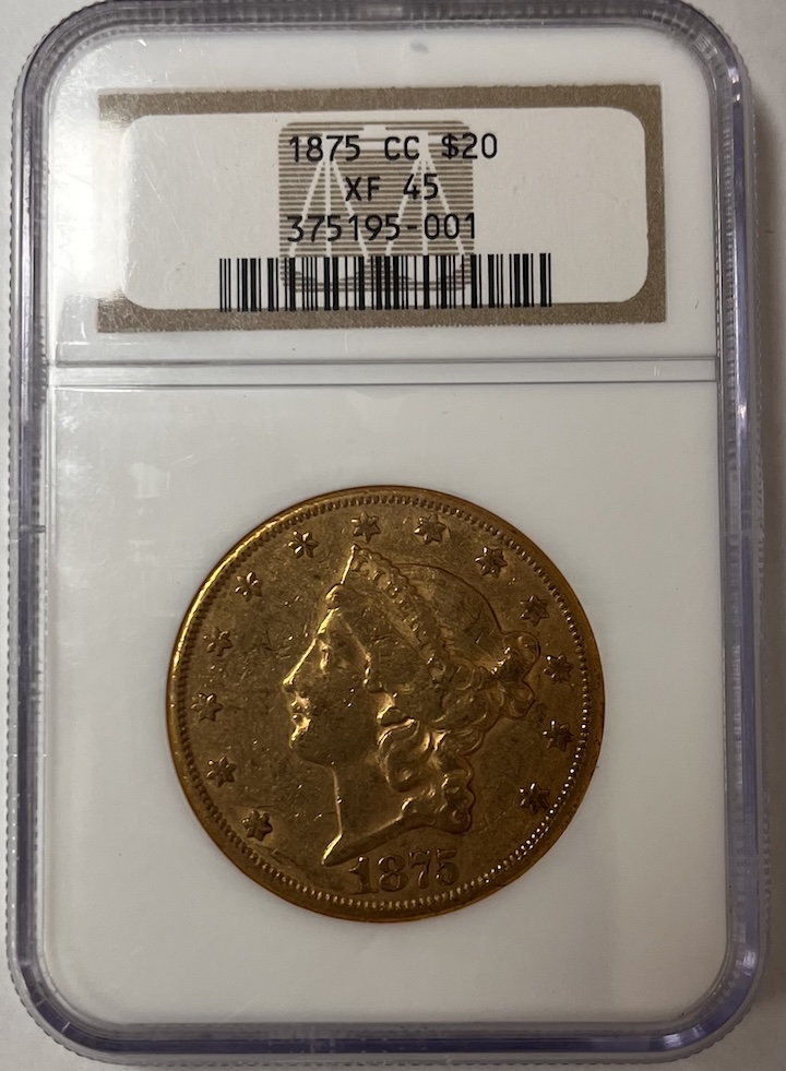 1875-CC $20 Liberty Double Eagle NGC XF45