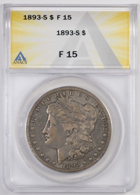 1893-S Morgan Silver Dollar ANACS F15