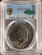 1977-P Eisenhowe Dollar PCGS MS67 CAC