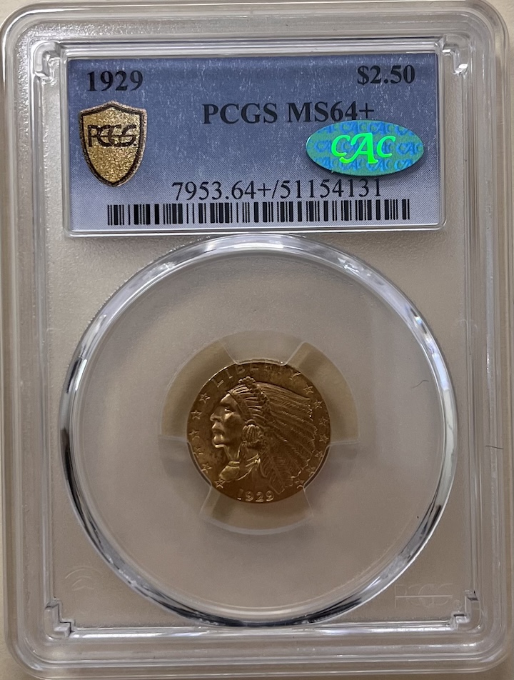 1929 Quarter Eagle Indian PCGS MS64+ CAC