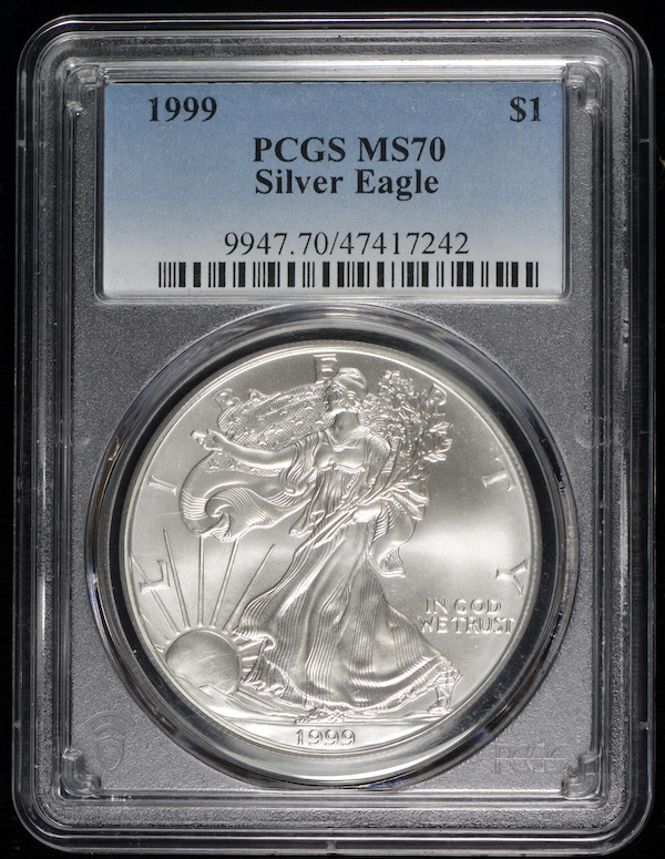 1999 Silver Eagle PCGS MS70