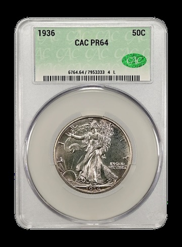 1936 Walking Liberty Half Dollar CACG PR64