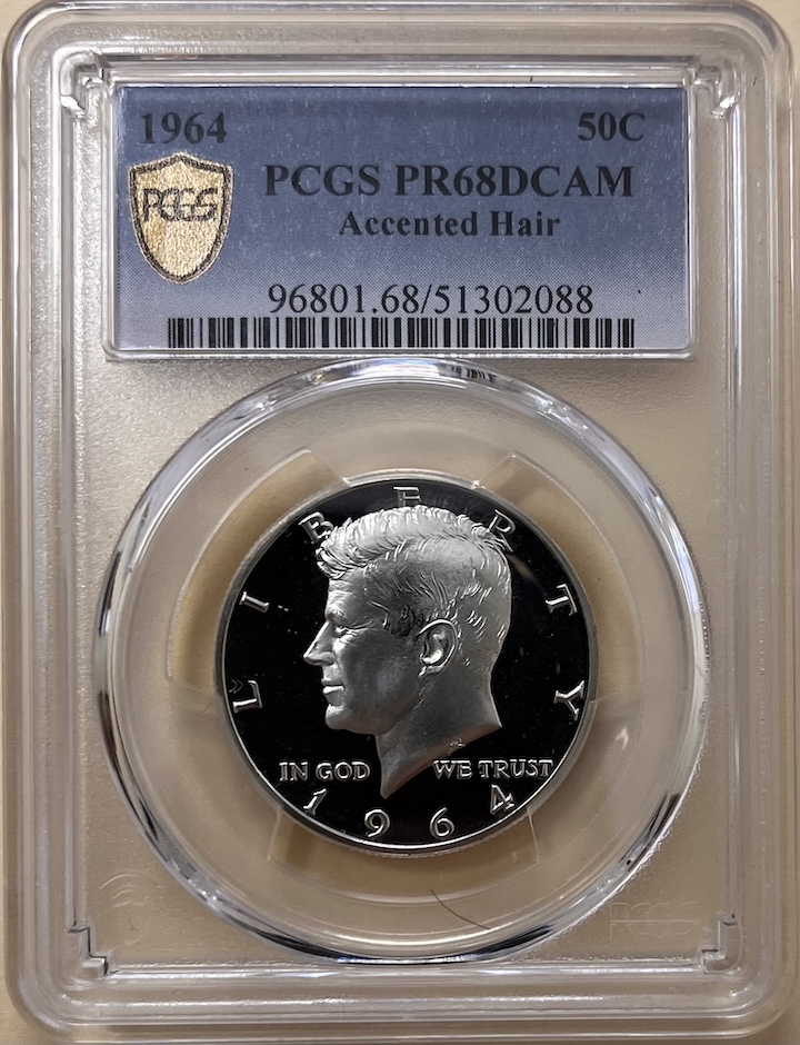 1964 Accented Hair Kennedy Half Dollar PCGS PR68DCAM