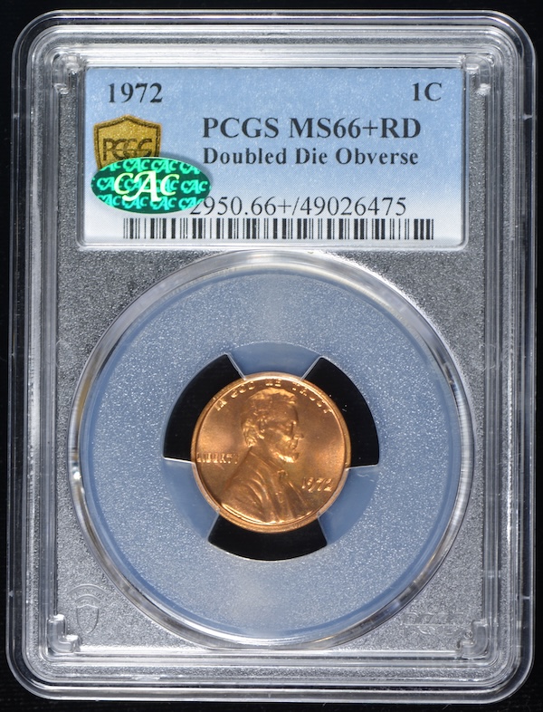 1972 Lincoln Cent PCGS MS66+ Red CAC Approved