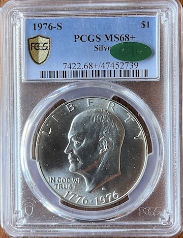 1976-S Eisenhower Silver Dollar PCGS MS68+ CAC