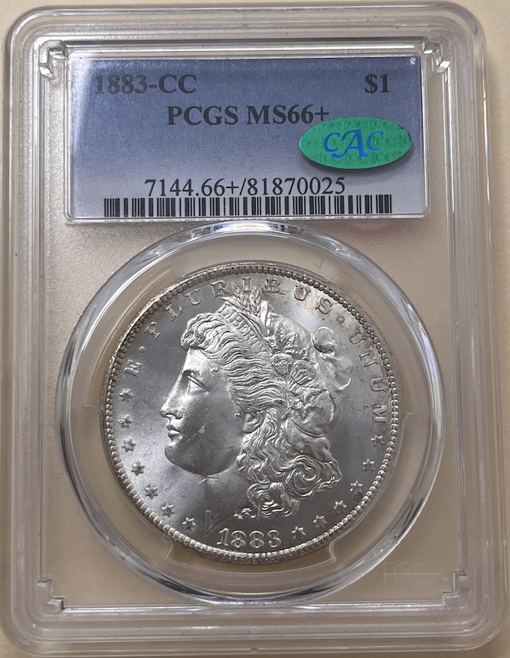 1883-CC Morgan Silver Dollar PCGS MS66+ CAC Approved