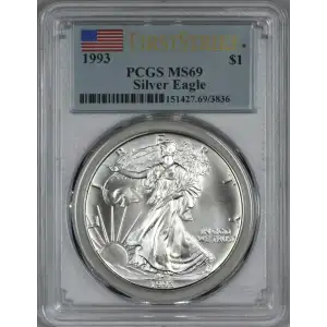 1992  Silver Eagle PCGS MS69 First Strike Flag Label (2)