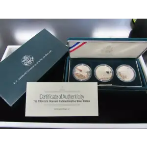 1994 U.S. Veterans - Three Coin Set - Proof - POW, Vietnam & Women in Military Service Silver Dollars - Missing some/all OGP