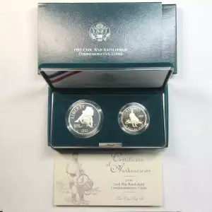 1995 Civil War Battlefield Preservation - Two Coin Set - Proof Half Dollar & Silver Dollar - Box & COA