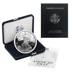 2000 P Proof Silver Eagle w OGP - Box & COA