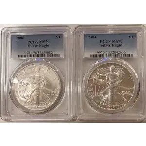2006 and 2004  Silver Eagle PCGS MS70  (3)