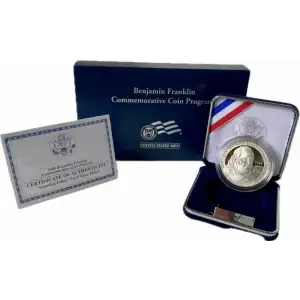 2006 P Benjamin Franklin “Founding Father” Proof Silver Dollar - With Box and COA