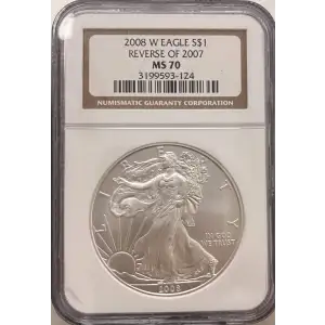 2008 W BURNISHED SILVER EAGLE REVERSE OF 2007