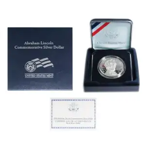 2009 P Abraham Lincoln Bicentennial Proof Silver Dollar - Box & COA