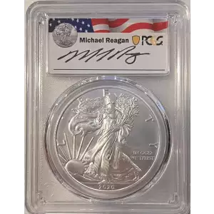2020-W $1 Burnished Silver Eagle Michael Reagan Silver Eagle
