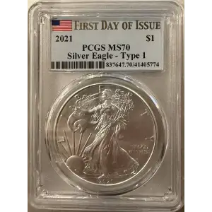 2021 $1 Silver Eagle - Type 1 First Day of Issue