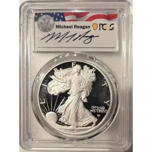 2021-W $1 Silver Eagle - Type 2 First Day of Issue Michael Reagan Silver Eagle, DCAM