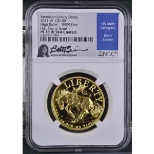 2021 W High Relief - .9999 Fine First Day of Issue American Liberty Series ULTRA CAMEO (2)