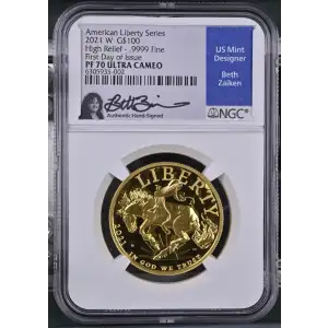 2021 W High Relief - .9999 Fine First Day of Issue American Liberty Series ULTRA CAMEO (2)