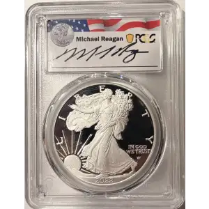 2022-W $1 Silver Eagle First Day of Issue Michael Reagan Silver Eagle, DCAM