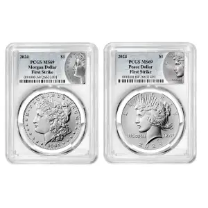 2024  Morgan & Peace  Silver Dollar  BU Set PCGS MS69 First Strike (4)