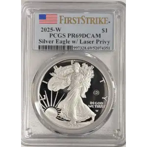2025 Laser Engraved Silver Eagle PCGS PR69DCAM First Strike Flag Label  (3)