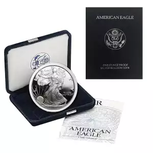 2000 P Proof Silver Eagle w OGP - Box & COA
