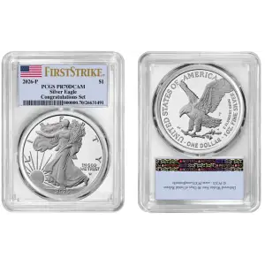 2026 P - Congratulations Set Silver Eagle  Proof PCGS PR70DCAM First Strike Flag Label  (2)
