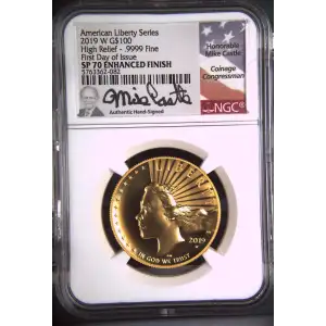 2019 High Relief - .9999 Fine First Day of Issue American Liberty Series ENHANCED FINISH (2)