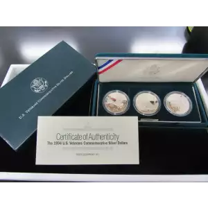 1994 U.S. Veterans - Three Coin Set - Proof - POW, Vietnam & Women in Military Service Silver Dollars - Missing some/all OGP