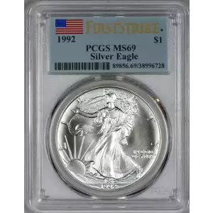 1992  Silver Eagle PCGS MS69 First Strike Flag Label (2)