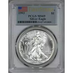 1992  Silver Eagle PCGS MS69 First Strike Flag Label (2)