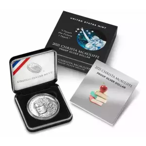 2021 P Christa McAuliffe Proof Silver Dollar Coin with Box and COA Commemorative
