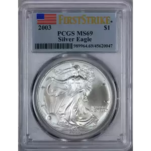 2003  Silver Eagle PCGS MS69 First Strike Flag Label  (2)