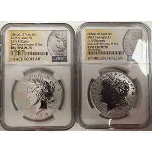 2024  S  Reverse Proof Morgan/Peace 2 Coin Set NGC PF70  Early Release