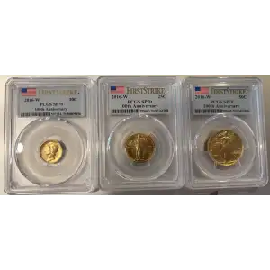 2016 PCGS SP70 3 Coin Set First Strike Gold  Centennial Series - Specimen