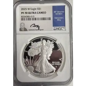 2025 W Proof Silver Eagle NGC PF 70 Ultra Cameo Ed Moy Signed