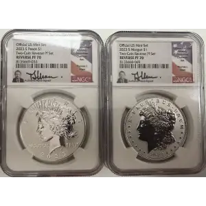 2023  S  Reverse Proof Morgan/Peace 2 Coin Set NGC PF70  Thomas Uram Signature