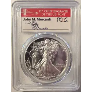 1987-(S) $1 Silver Eagle Struck at San Francisco Mercanti SF signature