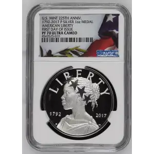 1792-2017 P AMERICAN LIBERTY FIRST DAY OF ISSUE U.S. MINT 225TH ANNIV. ULTRA CAMEO (2)