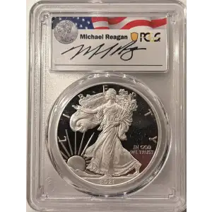2021-W $1 Silver Eagle - Type 1 First Day of Issue Michael Reagan Silver Eagle, DCAM