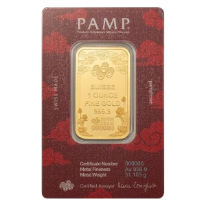 1oz PAMP Gold Bar - Good Luck Yellow Dragon (2)