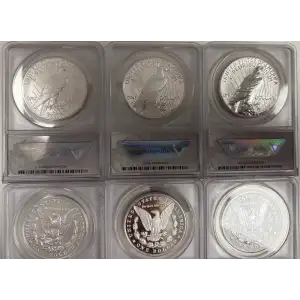 2024 6 pc Set Uncirculated Proof Morgan Peace Silver Dollar ANACS 70 Advanced Release