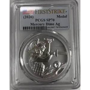 1916 W  (2026) PCGS SP70 First Strike  Mercury 1oz Silver Medal (Medal only) (2)