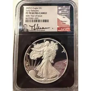 2025 S Proof Silver Eagle NGC PF 70 Ultra Cameo Uram Signed (2)