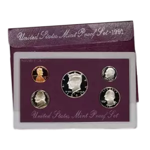 1991-S U.S. Clad Proof Set: Complete 5-Coin Set, Original Packaging